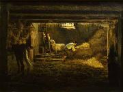 Filippo Palizzi Interno duna stalla France oil painting artist